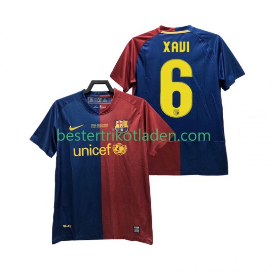 Fußballtrikot FC Barcelona XAVI 6 Champions League 2009 Retro Heim Trikot Home 2008 Kurzarm für Herren