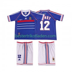 Fußballtrikot Frankreich Henry 12 1998 Retro Heim Trikot Home Kurzarm für Kinder