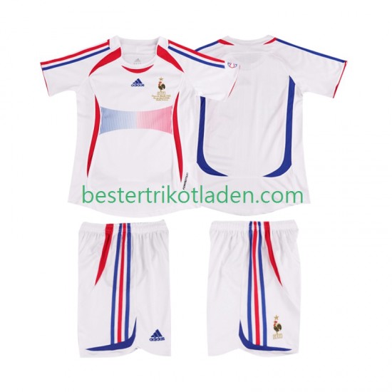 Fußballtrikot Frankreich Retro Auswärts Trikot Away 2006 Kurzarm für Kinder