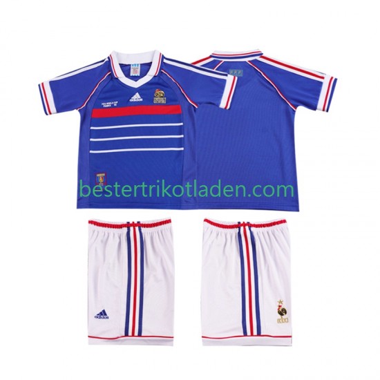 Fußballtrikot Frankreich 1998 Retro Heim Trikot Home Kurzarm für Kinder