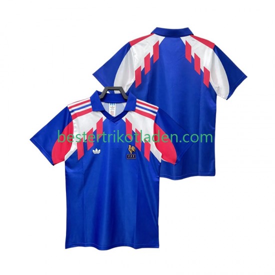 Fußballtrikot Frankreich 1990 Retro Heim Trikot Home Kurzarm für Herren