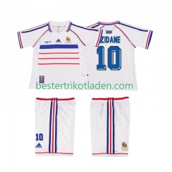 Fußballtrikot Frankreich ZIDANE 10 1998 Retro Auswärts Trikot Away Kurzarm für Kinder