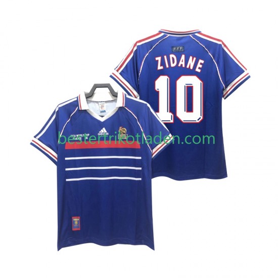 Fußballtrikot Frankreich ZIDANE 10 1998 Retro Heim Trikot Home Kurzarm für Herren