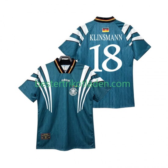 Fußballtrikot Deutschland KLINSMANN 18 1996 Retro Auswärts Trikot Away Kurzarm für Herren