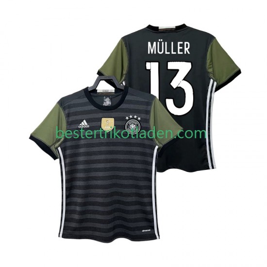 Fußballtrikot Deutschland MULLER 13 2016 Retro Auswärts Trikot Away Kurzarm für Herren