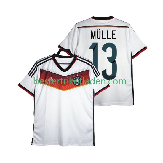 Fußballtrikot Deutschland MULLER 13 2014 Retro Heim Trikot Home Kurzarm für Herren