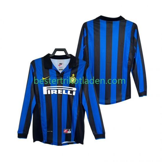 Fußballtrikot Inter Mailand 1998 Retro Heim Trikot Home 1999 Langarm für Herren