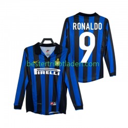 Fußballtrikot Inter Mailand Ronaldo 9 1998 Retro Heim Trikot Home 1999 Langarm für Herren