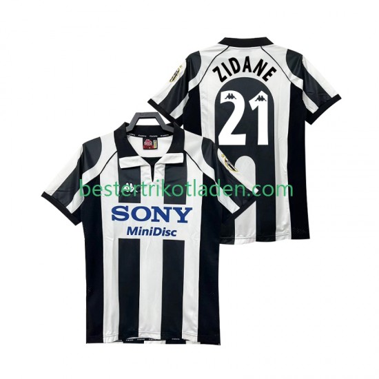 Fußballtrikot Juventus Turin ZIDANE 21 1997 1998 Retro Heim Trikot Home Kurzarm für Herren