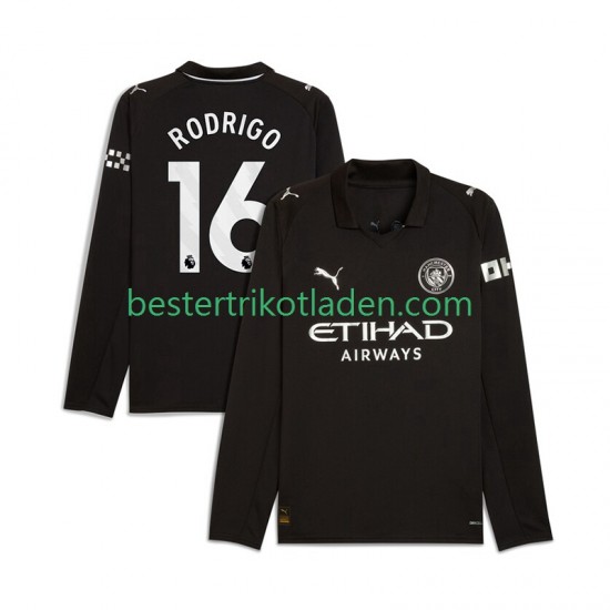 Fußballtrikot Manchester City Rodrigo Hernandez 16 Auswärts Trikot Away 2025-2026 Langarm für Herren