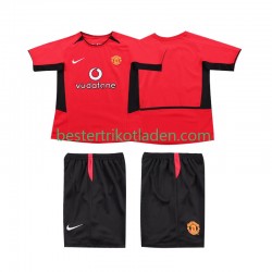 Fußballtrikot Manchester United 2002 Retro Heim Trikot Home 2004 Kurzarm für Kinder