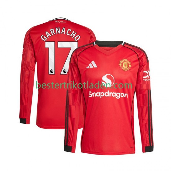 Fußballtrikot Manchester United Alejandro Garnacho 17 Heim Trikot Home 2025-2026 Langarm für Herren