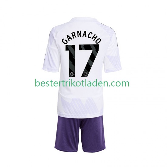 Fußballtrikot Manchester United Alejandro Garnacho 17 Auswärts Trikot Away 2025-2026 Kurzarm für Kinder