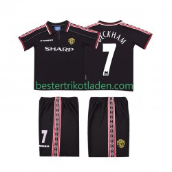 Fußballtrikot Manchester United Beckham 7 1998 Retro Auswärts Trikot Away 1999 Kurzarm für Kinder