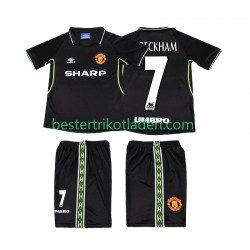 Fußballtrikot Manchester United Beckham 7 1998 Retro Ausweich Trikot 3rd 1999 Kurzarm für Kinder