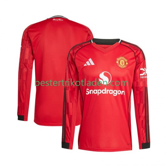 Fußballtrikot Manchester United Heim Trikot Home 2025-2026 Langarm für Herren