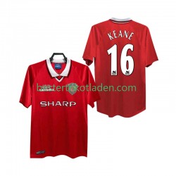 Fußballtrikot Manchester United Keane 16 2000 Retro Heim Trikot Home 1999 Kurzarm für Herren