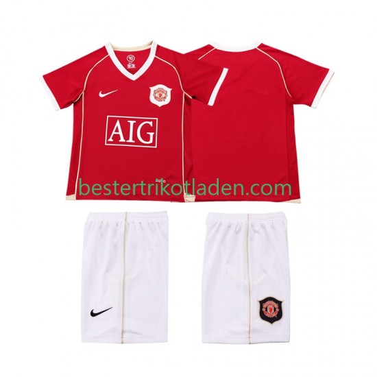Fußballtrikot Manchester United 2007 Retro Heim Trikot Home 2006 Kurzarm für Kinder
