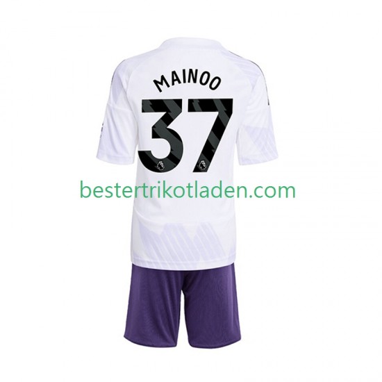 Fußballtrikot Manchester United Kobbie Mainoo 37 Auswärts Trikot Away 2025-2026 Kurzarm für Kinder