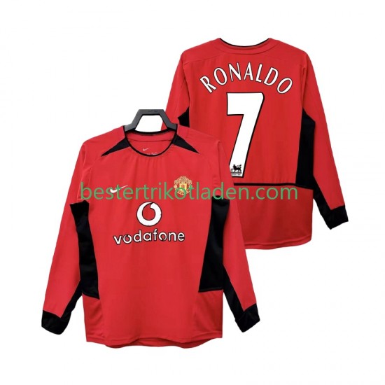 Fußballtrikot Manchester United RONALDO 7 2002 Retro Heim Trikot Home 2004 Langarm für Herren