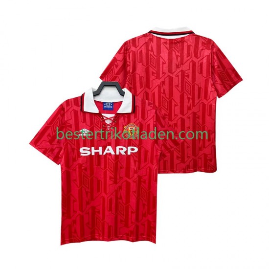 Fußballtrikot Manchester United 1992 Retro Heim Trikot Home 1994 Kurzarm für Herren