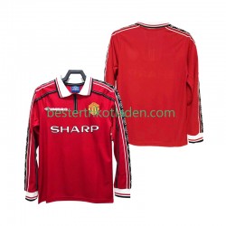 Fußballtrikot Manchester United 1998 Retro Heim Trikot Home 1999 Langarm für Herren