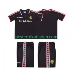 Fußballtrikot Manchester United 1998 Retro Auswärts Trikot Away 1999 Kurzarm für Kinder
