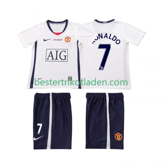Fußballtrikot Manchester United Ronaldo 7 Champions League 2009 Retro Auswärts Trikot Away 2008 Kurzarm für Kinder