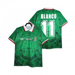 Fußballtrikot Mexiko BLANCO 11 1998 Retro Heim Trikot Home Kurzarm für Herren