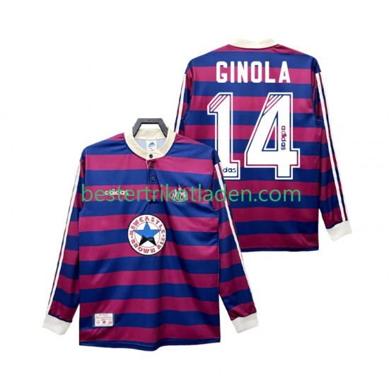 Fußballtrikot Newcastle United GINOLA 14 1995 1997 Retro Auswärts Trikot Away Langarm für Herren