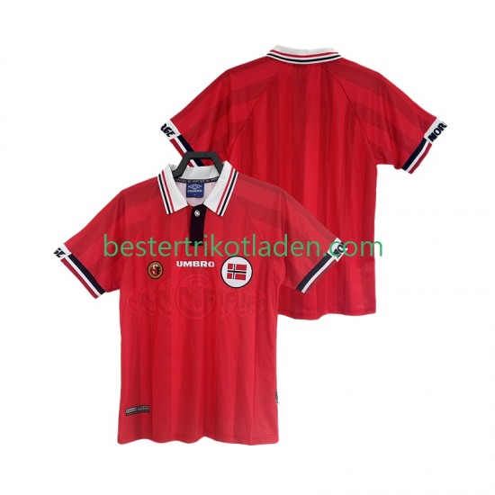 Fußballtrikot Norwegen 1998 Retro Heim Trikot Home Kurzarm für Herren
