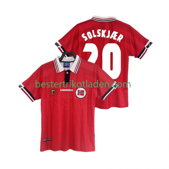 Fußballtrikot Norwegen SOLSKJAER 20 1998 Retro Heim Trikot Home Kurzarm für Herren