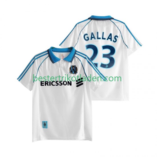Fußballtrikot Olympique Marseille Gallas 23 1998 Retro Heim Trikot Home 1999 Kurzarm für Herren