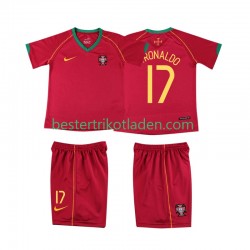 Fußballtrikot Portugal Cristiano Ronaldo 17 Retro Heim Trikot Home 2006 Kurzarm für Kinder