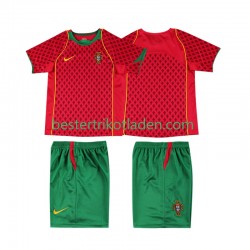 Fußballtrikot Portugal Retro Heim Trikot Home 2004 Kurzarm für Kinder