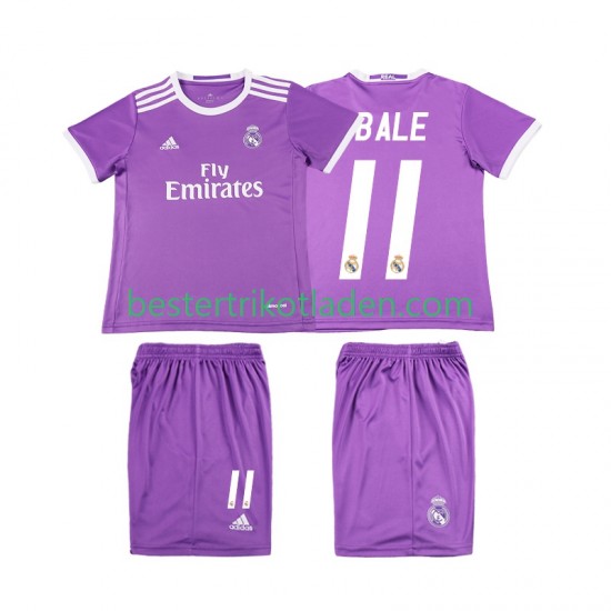 Fußballtrikot Real Madrid Bale 11 2016 2017 Retro Auswärts Trikot Away Kurzarm für Kinder