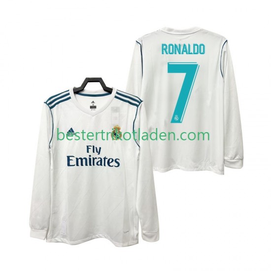 Fußballtrikot Real Madrid CRISTIANO RONALDO 7 2017 2018 Retro Heim Trikot Home Langarm für Herren