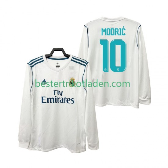 Fußballtrikot Real Madrid Modrić 10 2017 2018 Retro Heim Trikot Home Langarm für Herren