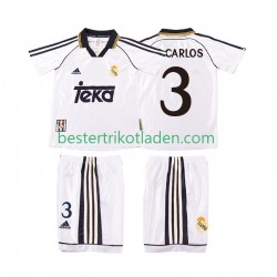Fußballtrikot Real Madrid R CARLOS 3 1998 2000 Retro Heim Trikot Home Kurzarm für Kinder