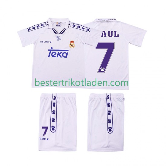 Fußballtrikot Real Madrid RAUL 7 1996 Retro Heim Trikot Home 1994 Kurzarm für Kinder
