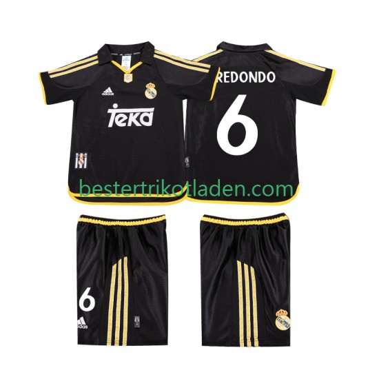 Fußballtrikot Real Madrid REDONDO 6 2001 Retro Auswärts Trikot Away 1999 Kurzarm für Kinder
