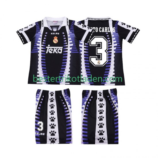 Fußballtrikot Real Madrid ROBERTO CARLOS 3 1997 1998 Retro Ausweich Trikot 3rd Kurzarm für Kinder
