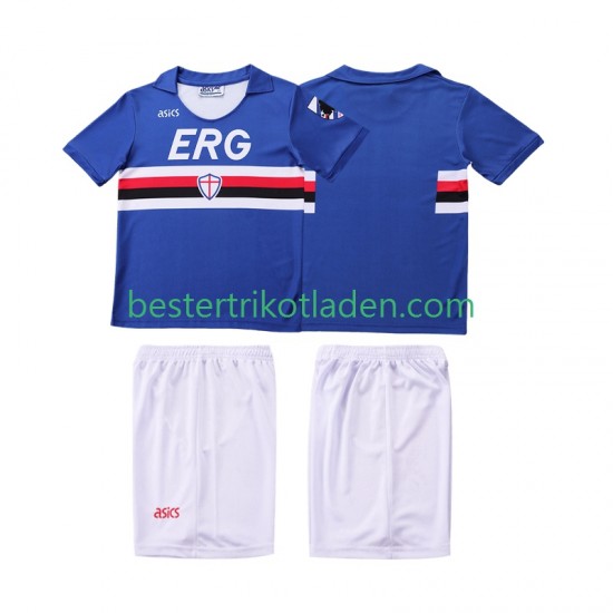 Fußballtrikot Sampdoria 1990 1991 Retro Heim Trikot Home Kurzarm für Kinder