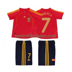 Fußballtrikot Spanien DAVID VILLA 7 Retro Heim Trikot Home 2008 Kurzarm für Kinder