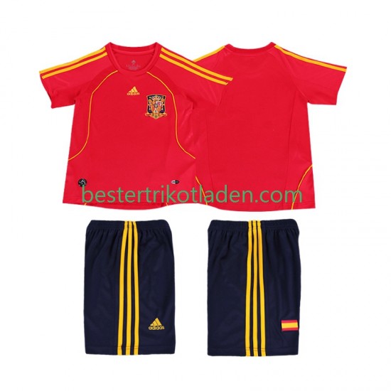 Fußballtrikot Spanien Retro Heim Trikot Home 2008 Kurzarm für Kinder