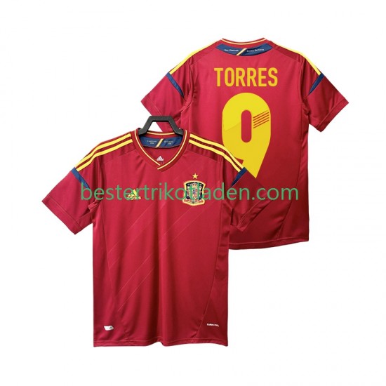 Fußballtrikot Spanien TORRES 9 2012 Retro Heim Trikot Home Kurzarm für Herren