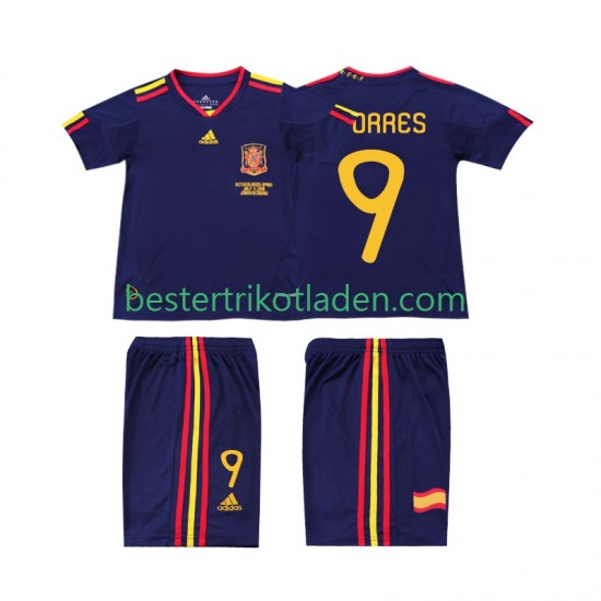 Fußballtrikot Spanien TORRES 9 Retro Auswärts Trikot Away 2010 Kurzarm für Kinder