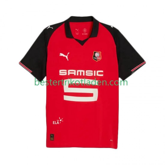 Fußballtrikot Stade Rennes Heim Trikot Home 2025-2026 Kurzarm für Herren