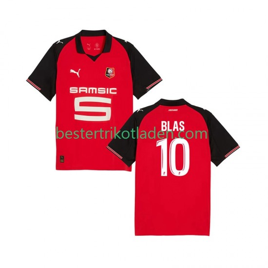Fußballtrikot Stade Rennes Ludovic Blas 10 Heim Trikot Home 2025-2026 Kurzarm für Herren