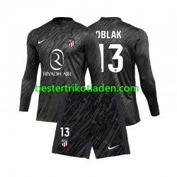 Fußballtrikot Atlético Madrid Jan Oblak 13 Torwart Heim Trikot Home 2024-2025 Langarm für Kinder